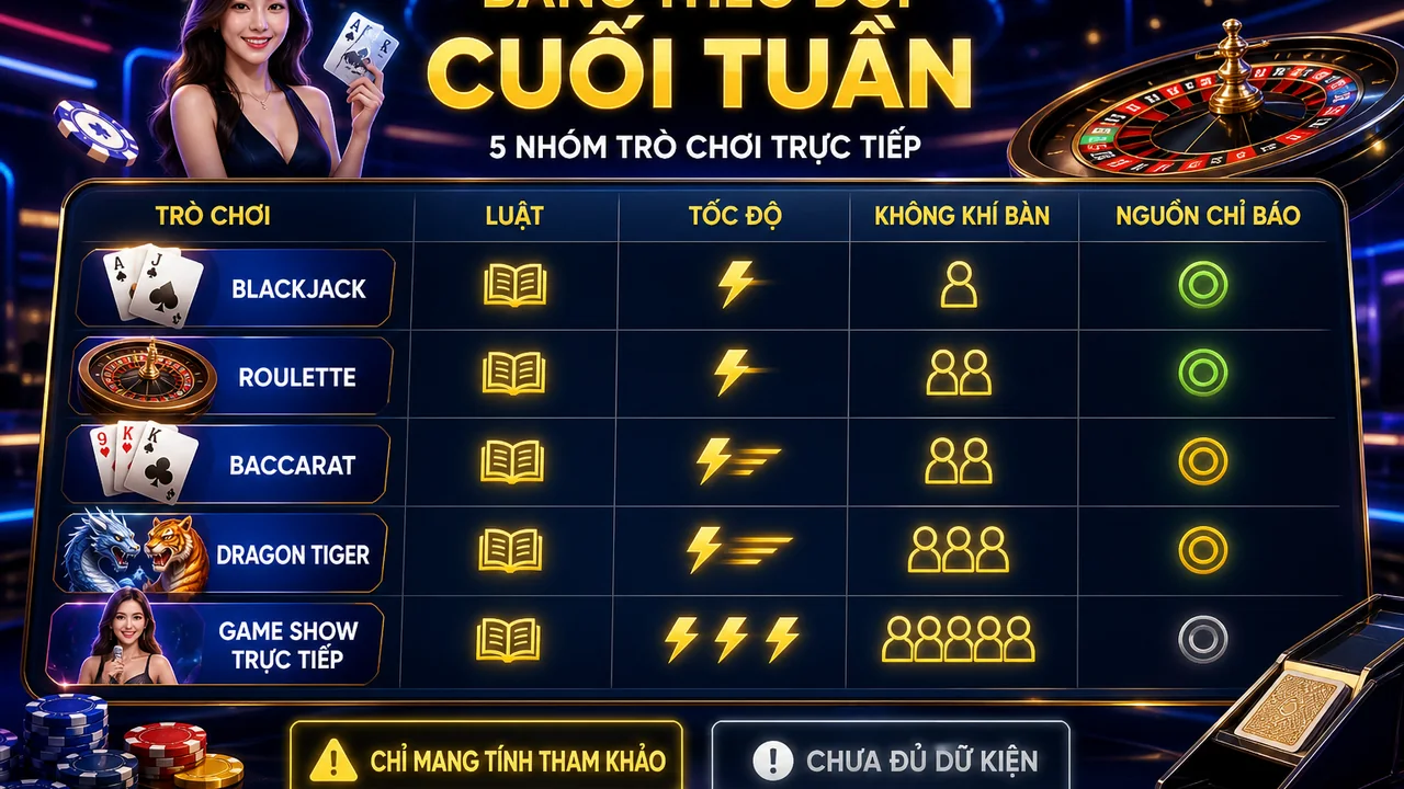 Bảng khám phá trò chơi và trò chơi trực tiếp phổ biến cuối tuần trên 789f